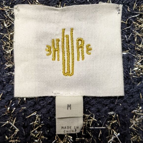 Anthropologie HWR MONOGRAM Twinkle Metallic Striped Boxy Sweater M - Picture 4 of 7